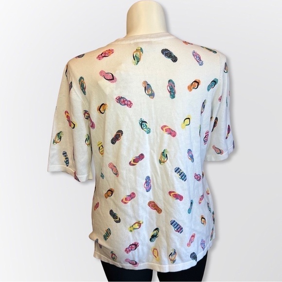 Christopher Banks Woman's Knit Top Button Front Sandal Print XL - Picture 4 of 6